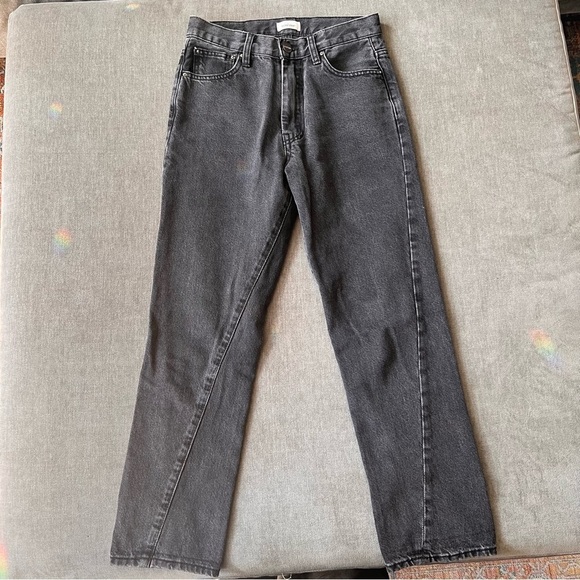 TOTEME Straight Leg Jeans Twisted Seam Washed Black Grey 26 - Picture 8 of 8